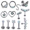 1PC 361L Surgical Steel Opal Ear Cartilage Tragus Daith Helix Clicker Nose Septum Rings Lip Eyebrow Belly CBR Piercings Earring 4