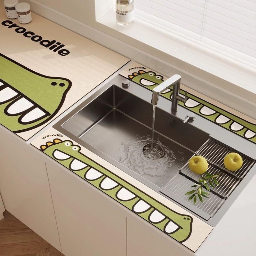 Cartoon Sink Absorbent Mat 10x60cm Coffee Pad Durable Desk Mat Kitchen Bathroom
