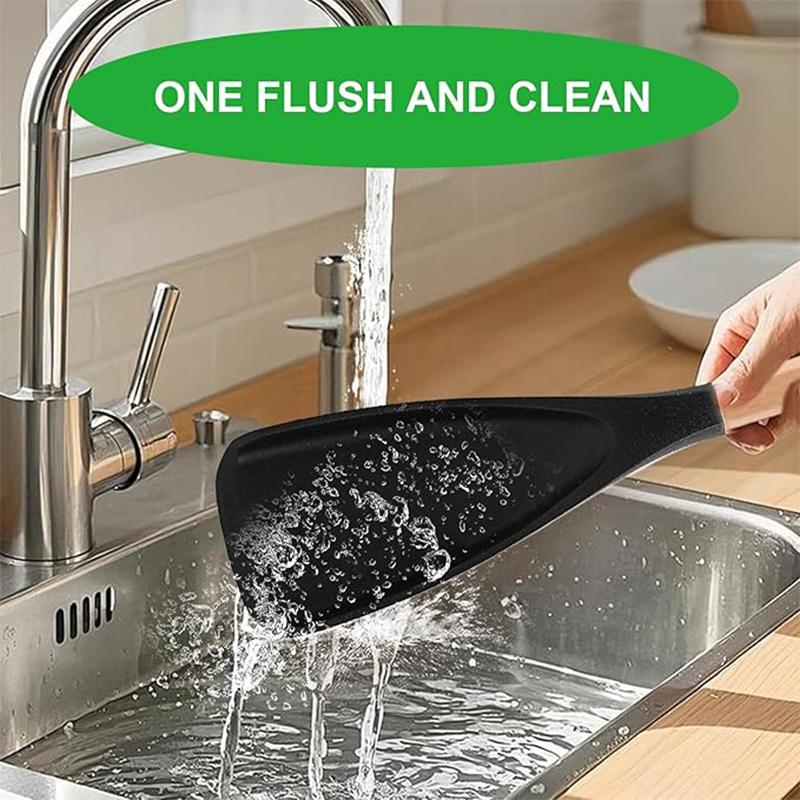 Japanese Style Silicone Spatula - Wood Handle, Heat Resistant, Non-Scratch, for Cooking, Baking, Salad, Popcorn, Dishwash