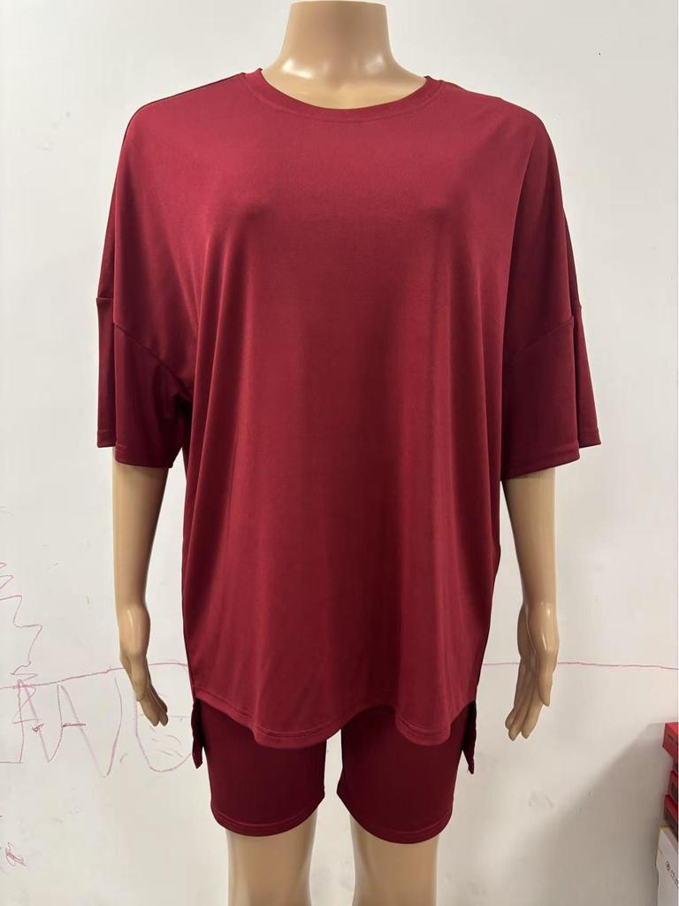 2025 Summer Women's Fashion Loose Solid Color Casual Pajama Set