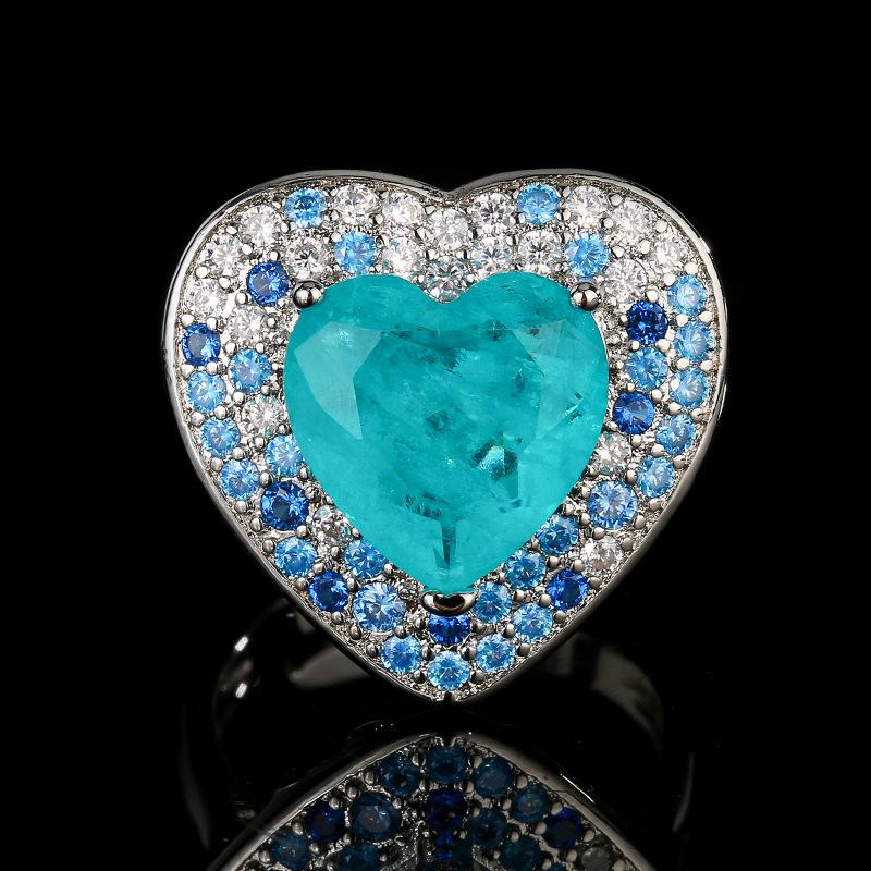 

Jewelry Set Ring Necklace Earrings Heart Of The Ocean Paraiba Blu-Ray Premium Women S Jewelry