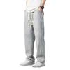 Calça jeans masculina de verão, cintura elástica, cordão ajustável, calça jeans com bolsos, cor sólida, perna larga, calça casual