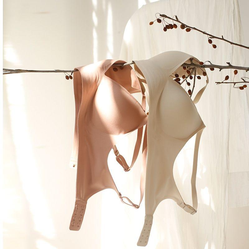 Women's Seamless Wire-Free Comfortable One-Piece Lifting Thin Bra Simple Smooth Surface Solid Color Underwear