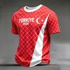 Men's Casual Crew Neck Short Sleeve Pullover T-Shirt with Football Fan Graphic Print World Cup Supporter Top Turkey Design