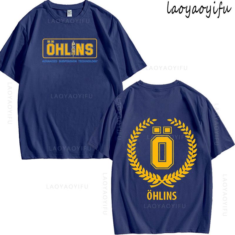 Ohlins Thema 100% Baumwolle Sommer Mode Herren O-Ausschnitt T-Shirt Hipster Herren T-Shirt Streetwear Oberteil Federung Auto Motorrad Sport Rennen