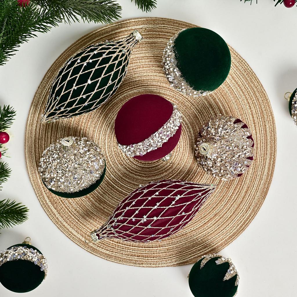 10-pack Christmas Ball Pendants, Special-shaped Flocking Painted Balls, Christmas Party Venue Decorations