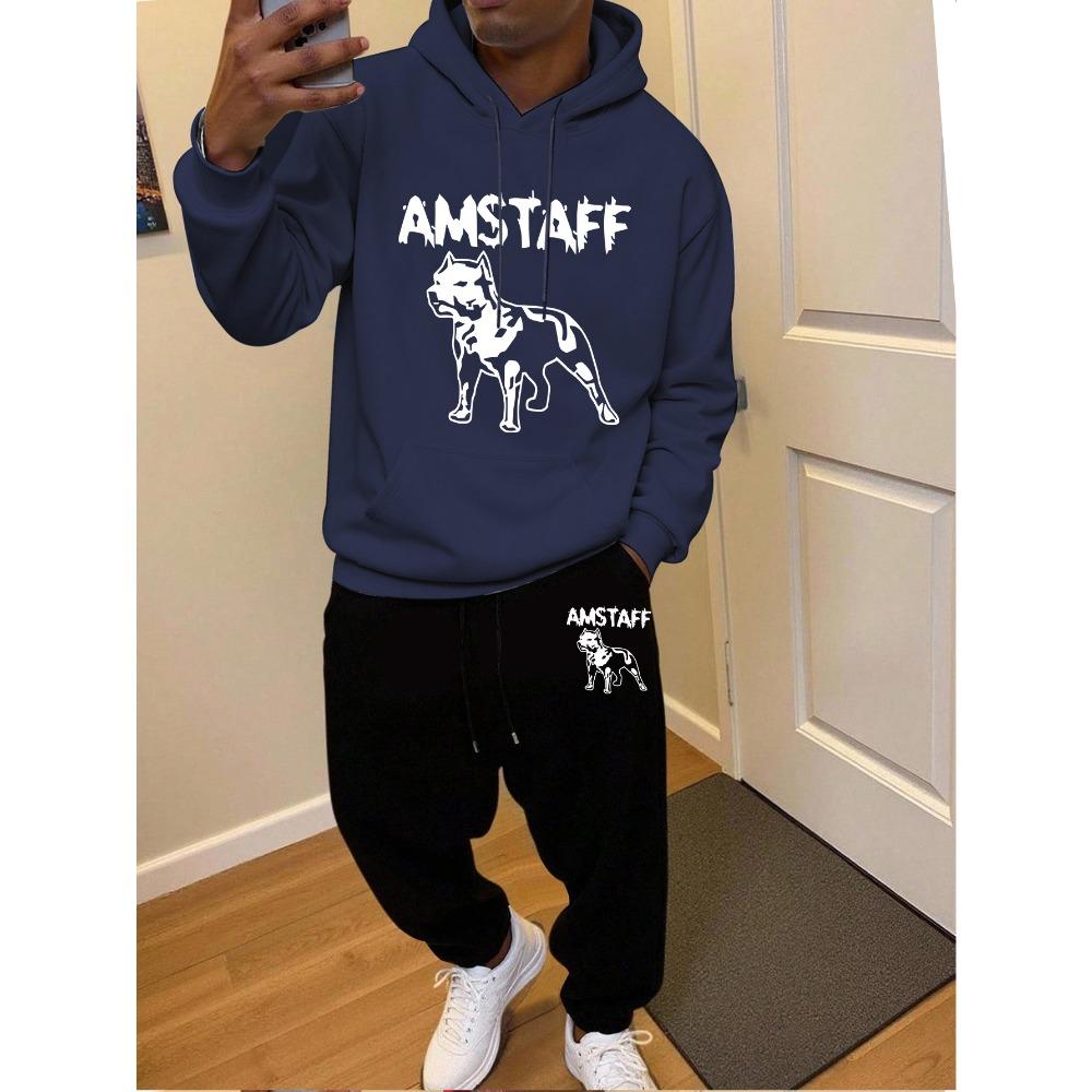 

American Street Style Hoodie Set, Hip Hop Fashion, High Street Hooded Sweatshirt And Jogger Pants, Casual Outfit XXL