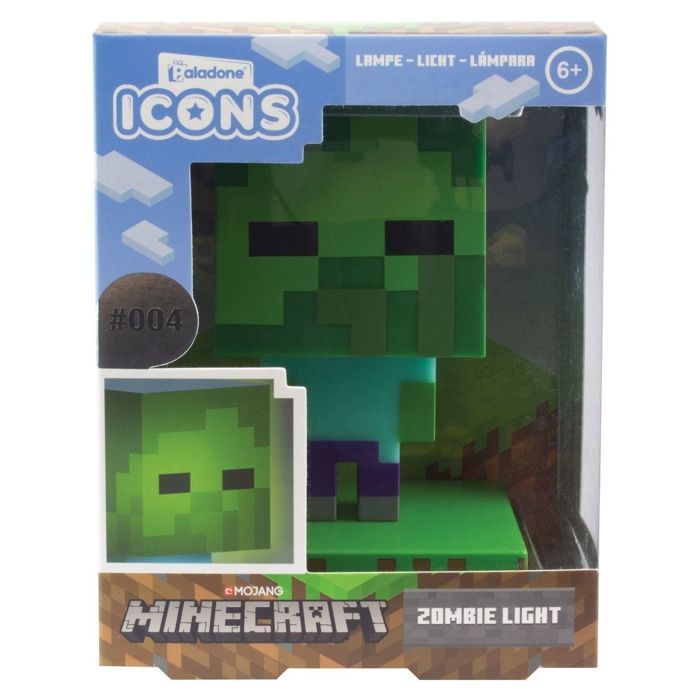 Lampe de chevet - minecraft - icône zombie - couleur verte - 1 ampoule - intérieur