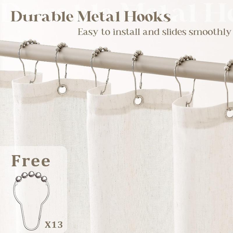 Natural Cream Linen Shower Curtain Country Boho Farmhouse Bathroom Decor Beige Shower Curtains for Bathroom Neutral Cloth