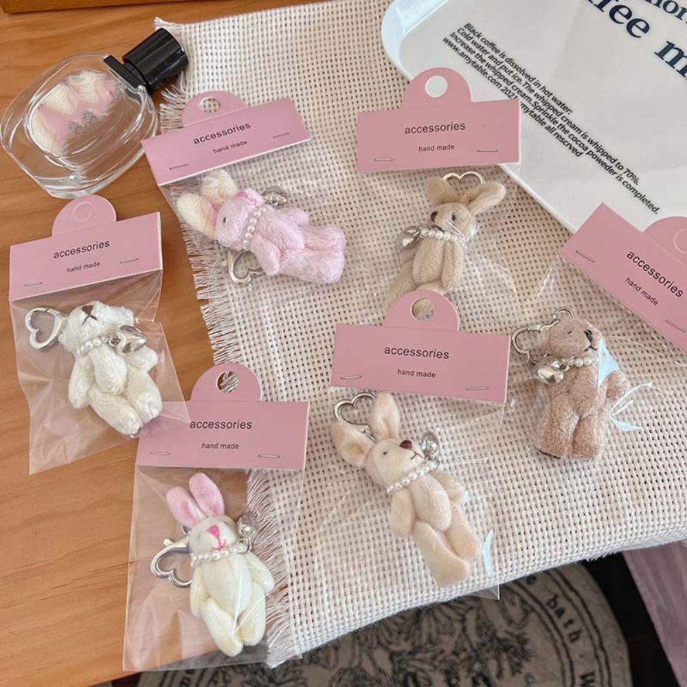 New Cute Rabbit Keychain Creative Gifts School Bag Keychain Cartoon Hanging Decoration Car Key Ring