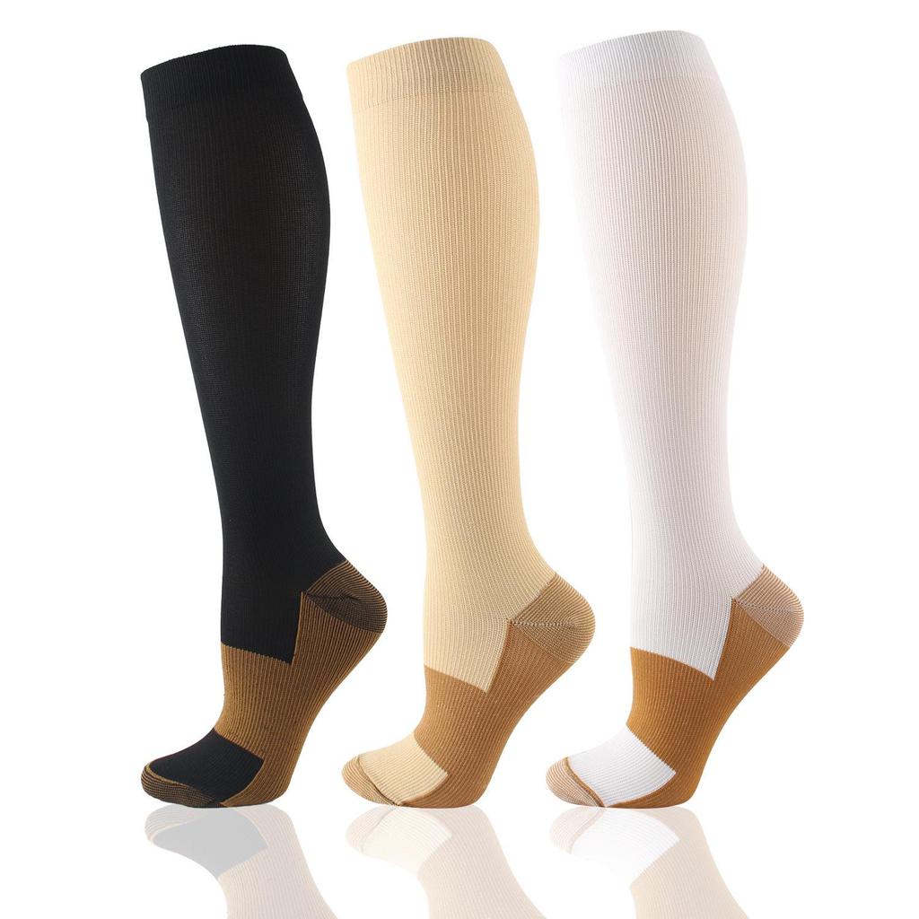 Elastic Compression Running Socks - Solid Color, Shock Absorption, Mid-Length for Sports, Basketball, Marathon