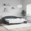 Pull Out Daybed Dark Grey 90 x 190 cm Velvet