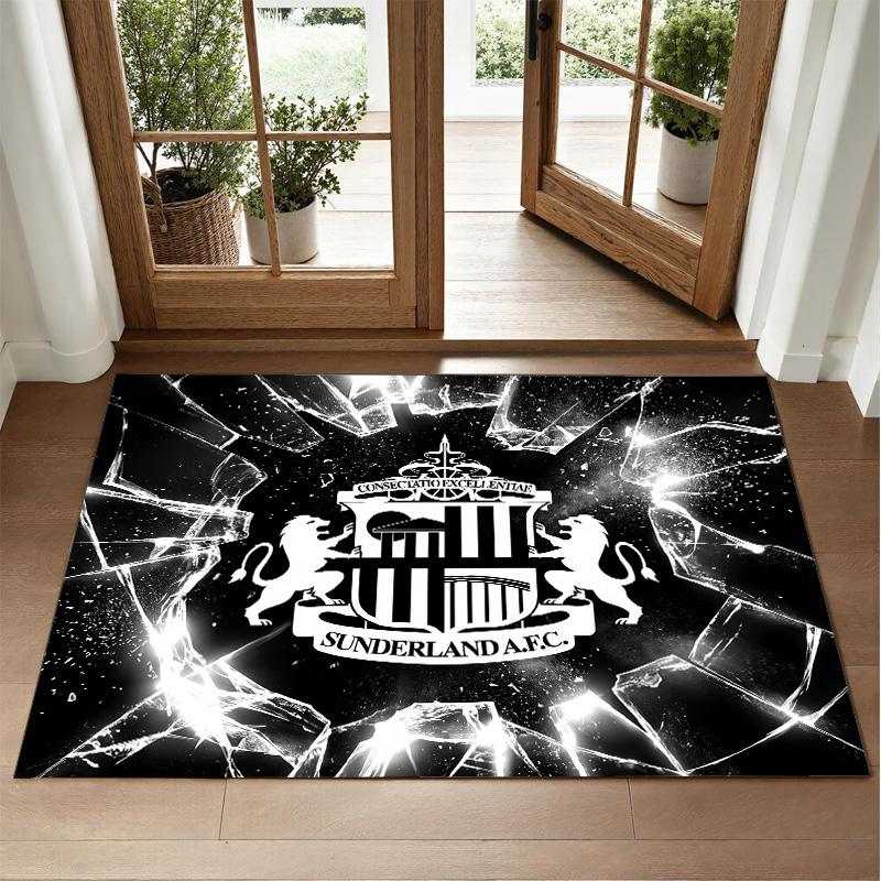 Sunderland Football Design Crystal Velvet Rug Soft Decorative Mat for Bedroom Entrance