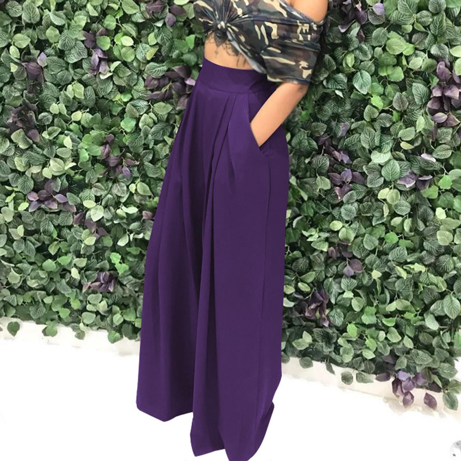 

Женские модные и персонализированные длинные повседневные брюки с широкими штанинами и динамиком XXXL фиолетовый