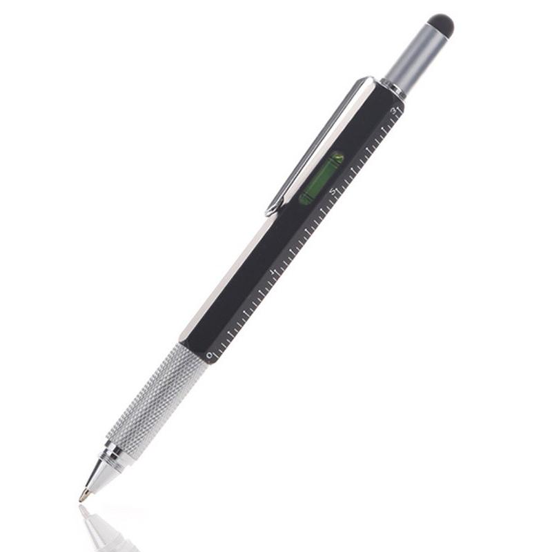 7 In 1 Multifunctional Pen Touch Screen Stylus Capacitive Pen With Screwdriver Ruler Levelgauge Refillable Ballpoint Pencil Tool