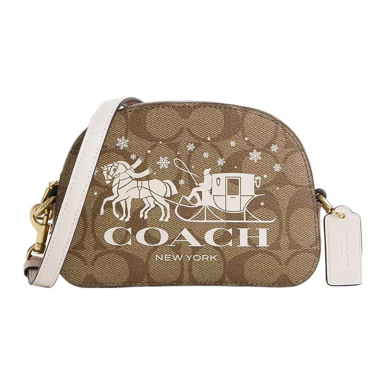 

Coach Serena 17 Signature Print Classic Canvas And Smooth Leather Crossbody Bag Women crossbody bag Gold Khaki Chalk CN708-IMDJ8 Basic Set (Bag+Dust Bag)