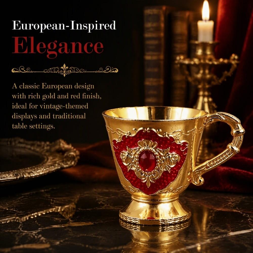 Gold Red Vintage Mini Wine Cup Zinc Alloy Metal Cup Ornament Shelf Decoration