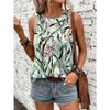 Summer Daily Casual Women's O-neck Tank Top Street Fashion Flower Print Sleeveless Outdoor Sports Top
