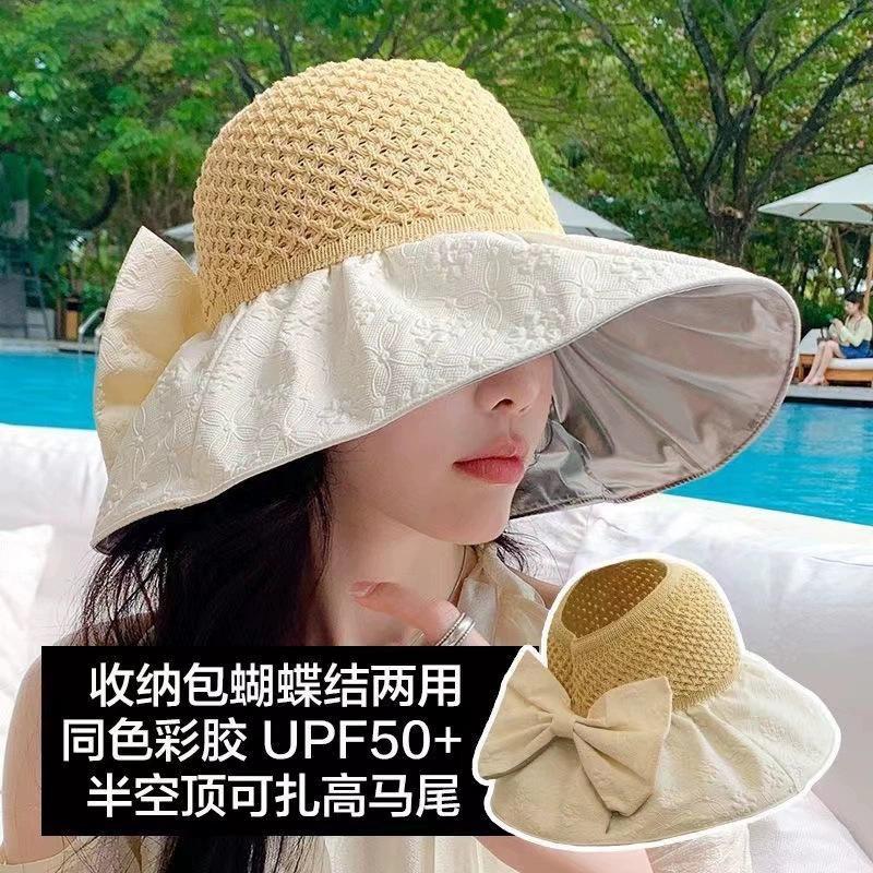 Sunshade Breathable Hat Women's Spring and Summer Outdoor Popular Sunscreen Versatile Sunshade Hat Basin Bow Fisherman's Hat