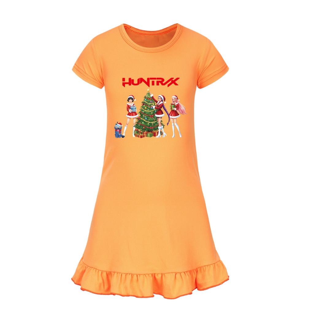 5085 Kids Girls Christmas New Year Mira Zoey Rumi Printed Ruffle Short Sleeves Casual Dress