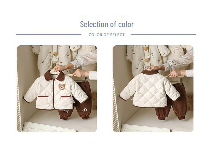 Infant Winter Fleece Lined Top & Pants Set: Thick Warm Outdoor Romper