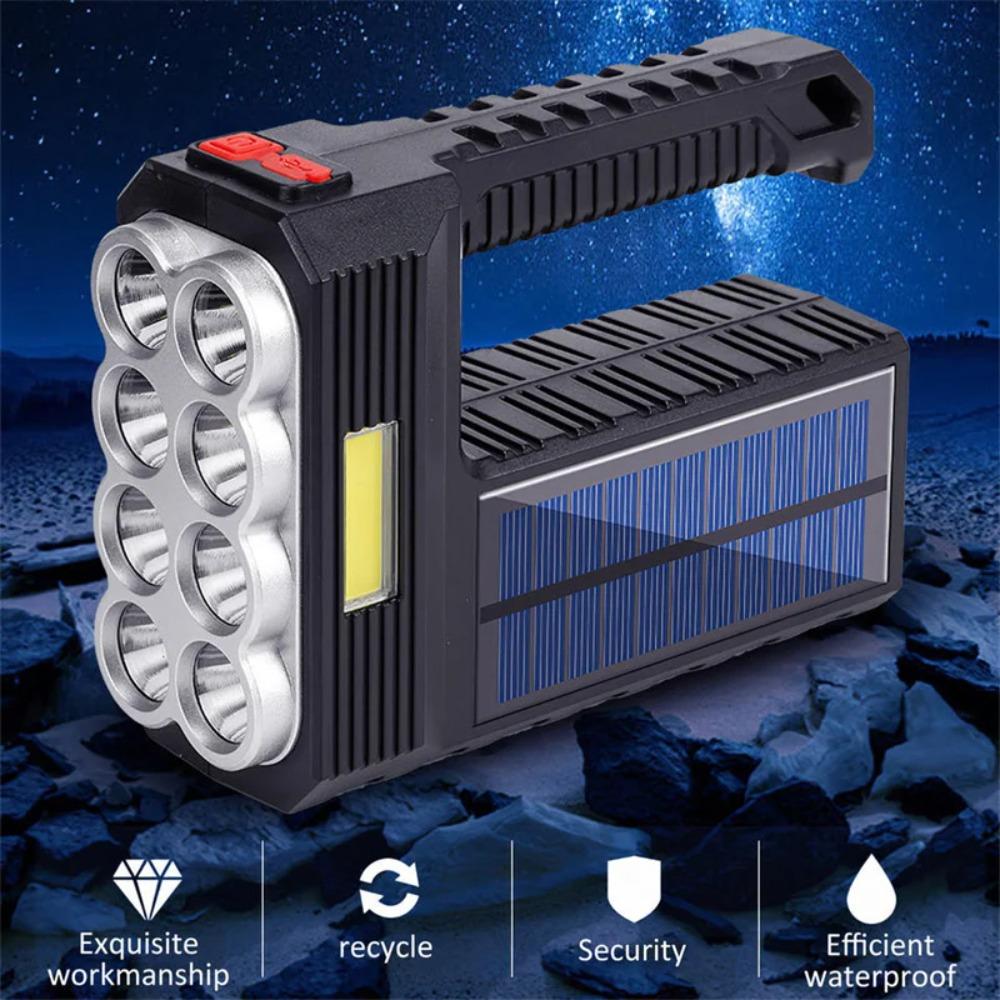 High Lumen Led Flashlight Waterproof USB Rechargeable Flashlights Searchlight Built-In Battery Outdoor Solar Lighting Torchlight