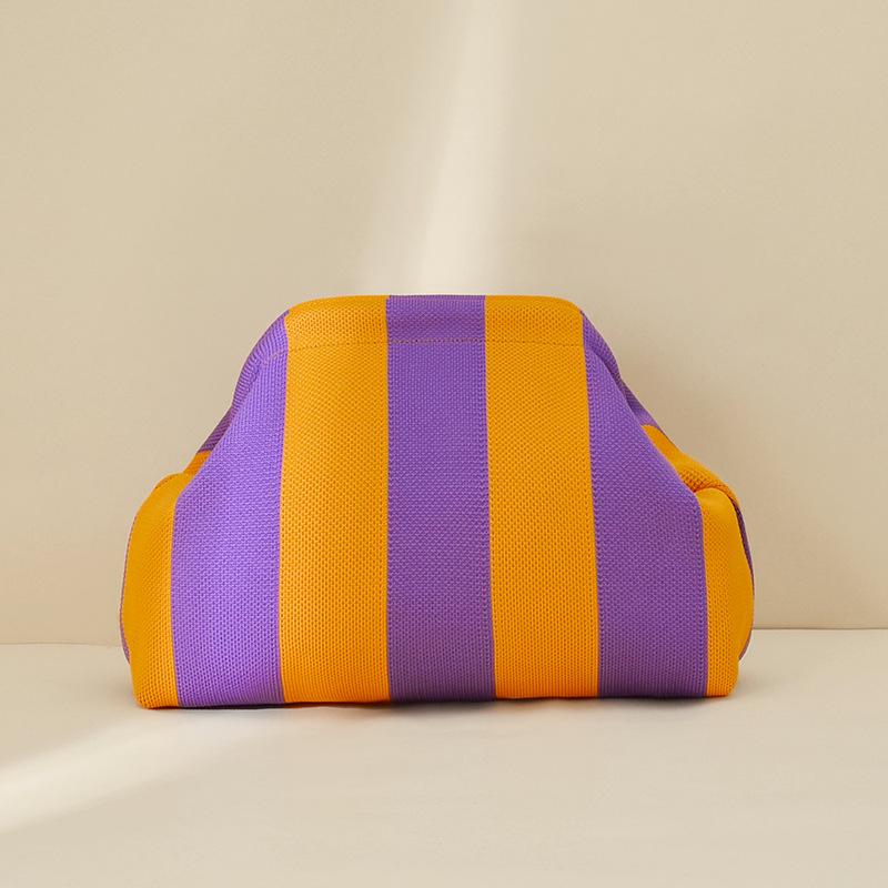 Pochette a Maglia Rigata - Borsa da Giorno Capiente per Trucco e Oggetti Essenziali