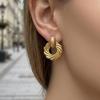 18K Gold Plated Twisted Circle Stud Earrings - European & American Fashion, Stainless Steel Whirlwind Design