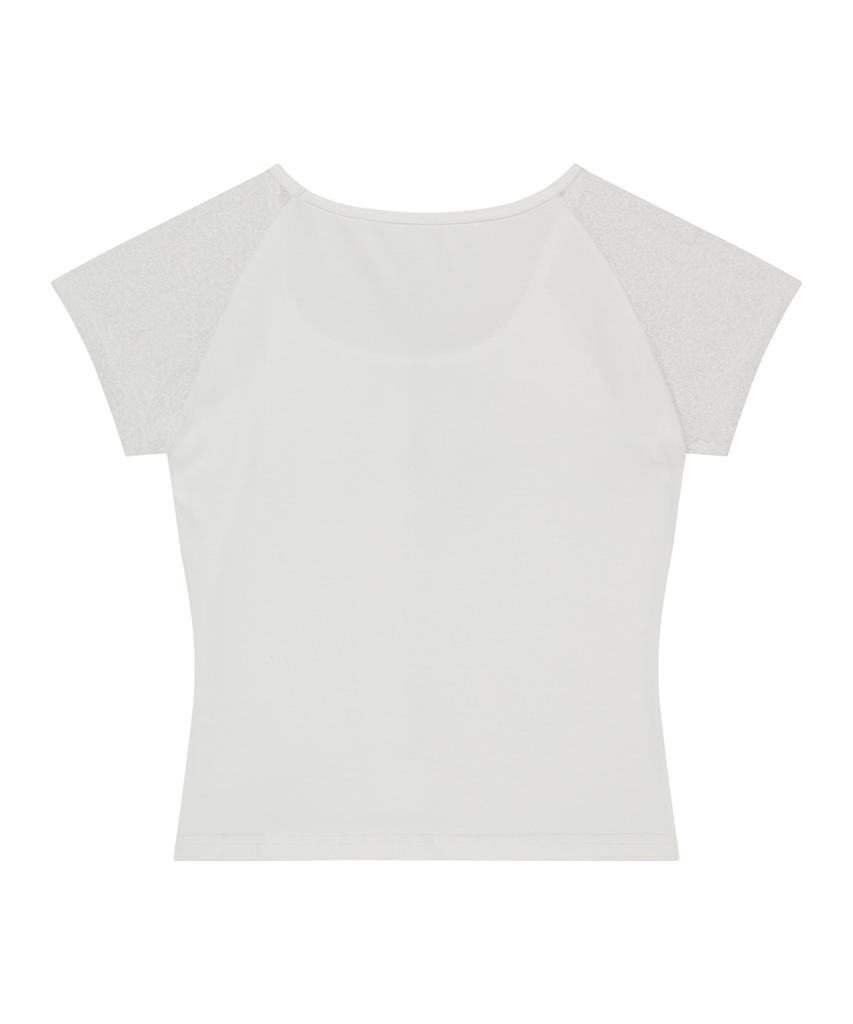 ILLIGO Lace Ribbon Color Block T-Shirt White