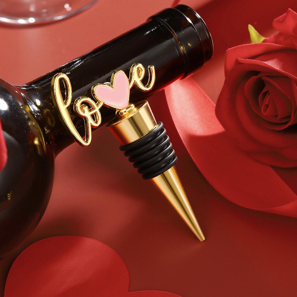 Bottle Stopper Heart Shaped Red Wine Champagne Wine Bottle Stopper Sealing Valentine's Day Wedding Birthday Party Small Gifts