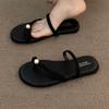 Pearl Women Flats Slippers New Clip Toe Shoes Casual Sandals 2025 Summer Trend Flip Flops Slingback Beach Woman Slides