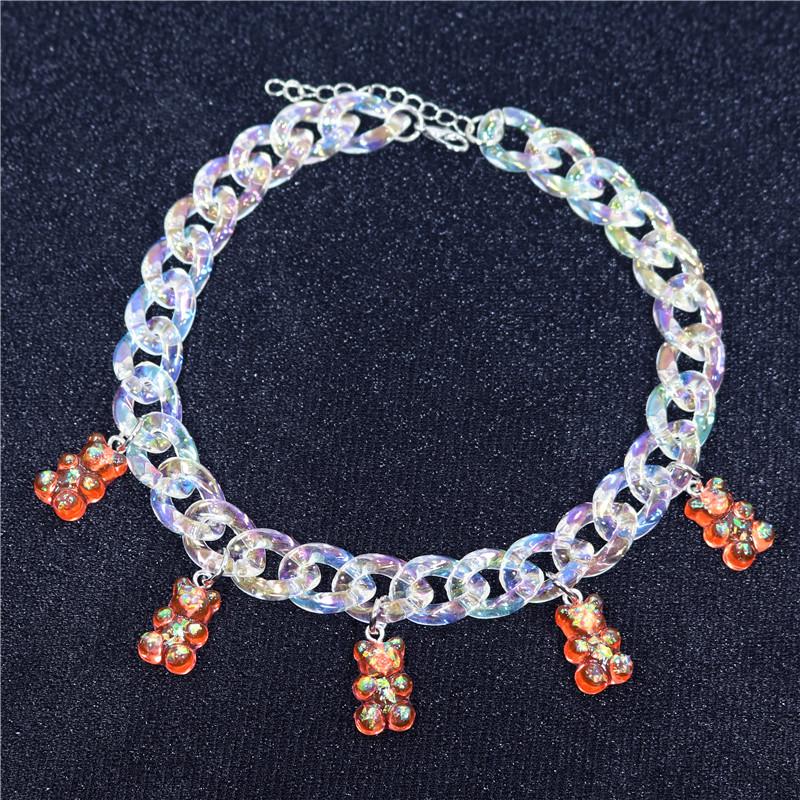 Shining Acrylic Handmade Candy Color Cute Judy Cartoon Bear Charm Necklace For Women Girl Daily Jewelry Party Gifts