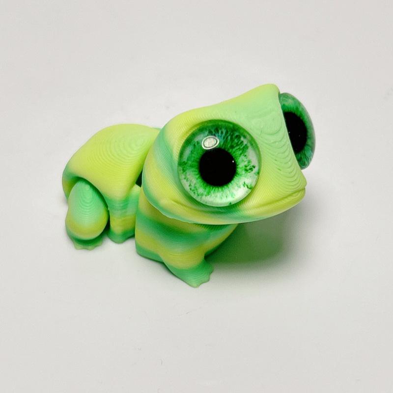 3D Printed Big-Eyed Gecko Frog Ornament – Cute Jointed Mini Frog Toy Gift