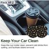 Car Coasters for Cup Holders, 2 Pack Anti Slip Universal Rubber Car Cup Coaster for Women Men, Car Interior Accessories - Black Gold Leopard Print