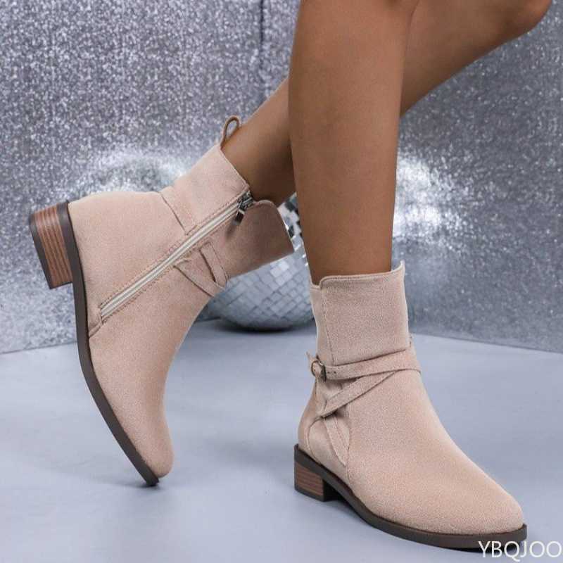 Neue Modische Vielseitige Kurze Damenstiefel Outdoor Dicke Sohle Herbst Winter Lässig Bequem Grober Absatz Damenstiefel