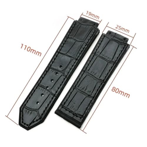 Small Shop Genuine Leather Strap Fits Hublot Big Bang Series Men's and Women's Rubber Leather Sports Watch Bracelet, 19x25mm, Watch Accessories (Grey)