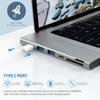 Hliníkový Dual Usb-c Hub 7-v-1 USB 3.1 adaptér Base Čtečka SD karet Stříbrná