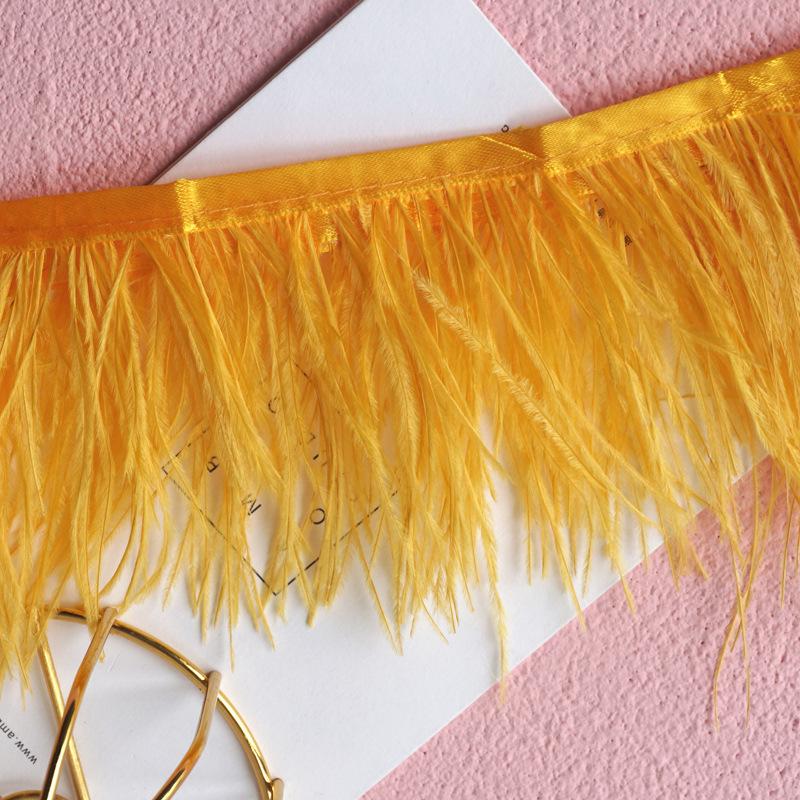 

Color Ostrich Hair Cloth Edge 9-11Cm Dress Fashion Decoration Feather Cloth With Fringe Clothing Accessories золотистый