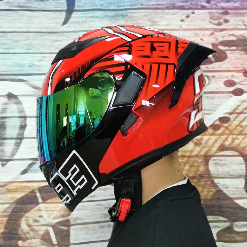 JIEKAI Flip-Up Motorcycle Helmet Women Couples Dual Lens Full Face Scooter Riding ABS Material