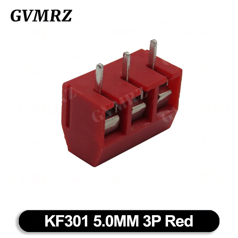 10PCS PCB Terminal Block Connector Pitch 5.0mm KF301 Straight Pin 2P 3P Screw PCB Terminal Blocks Connector Blue Black Green