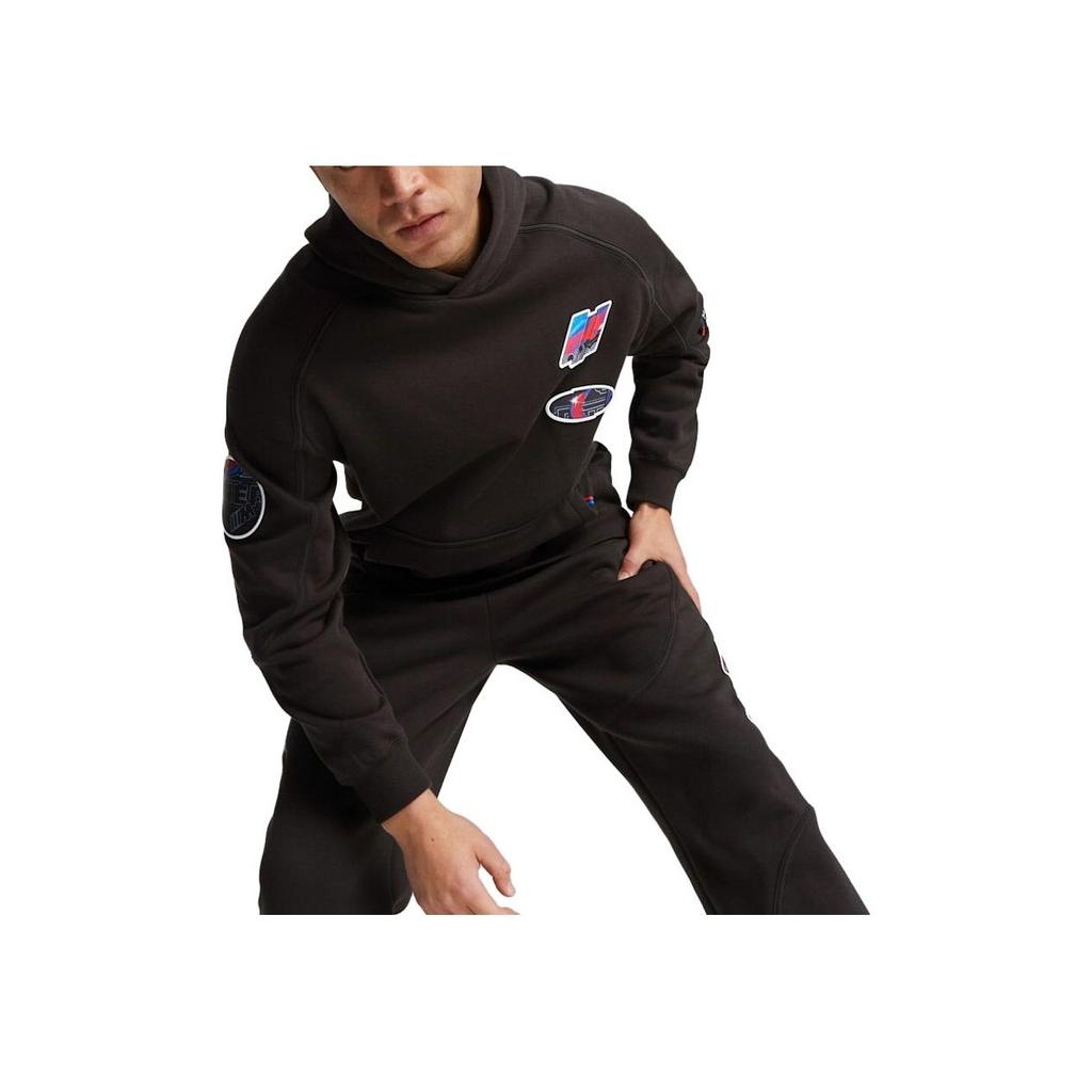 Puma Solid Color Logo Fitted Long Sleeve Hoodie Men Hoodies Black 621073-01
