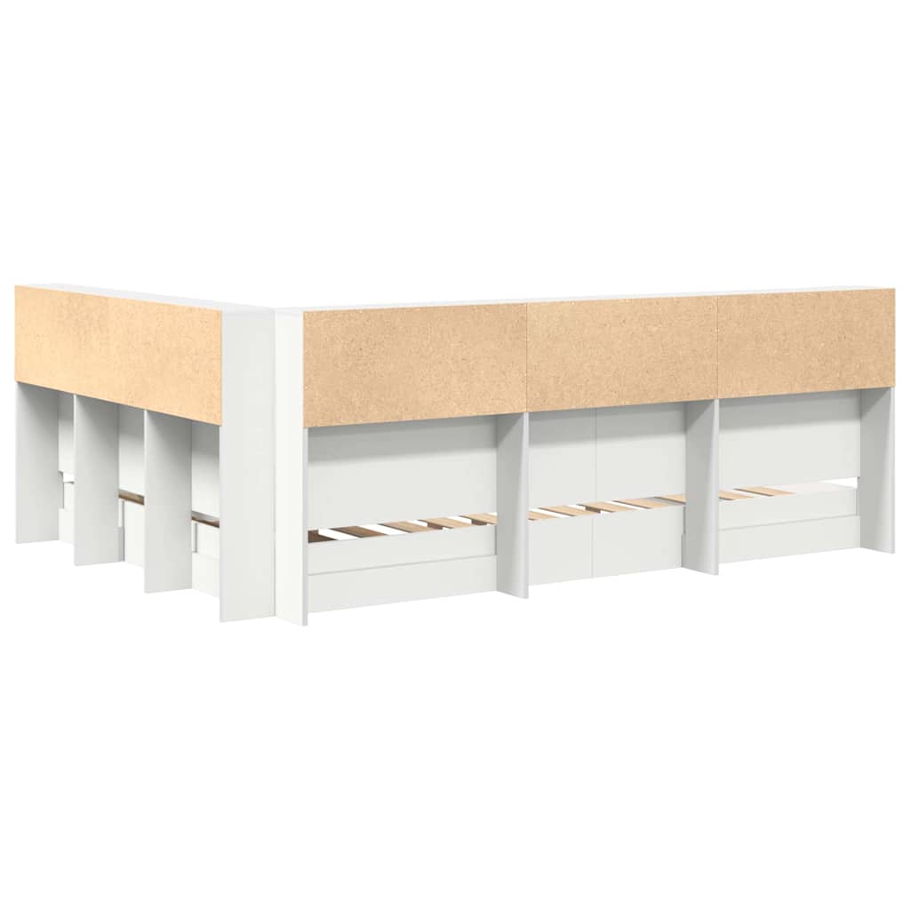 Bookshelf Bed with Headboard White 160 x 200 cm Engineered Wood