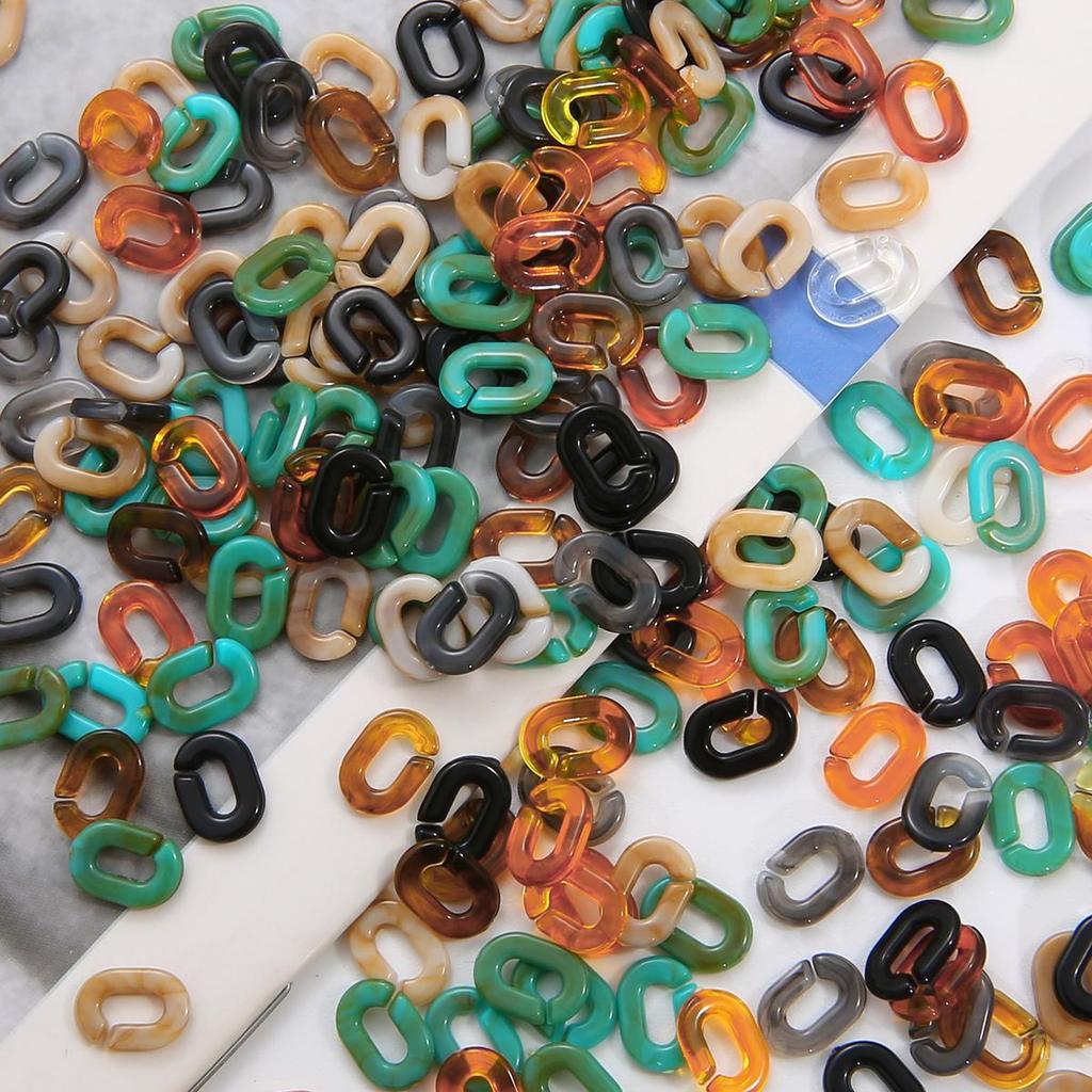 100 sztuk akrylowy płaski Twist płaski łańcuch w kształcie litery O otwarty pierścień koraliki złącze ogniwo łańcucha do tworzenia biżuterii