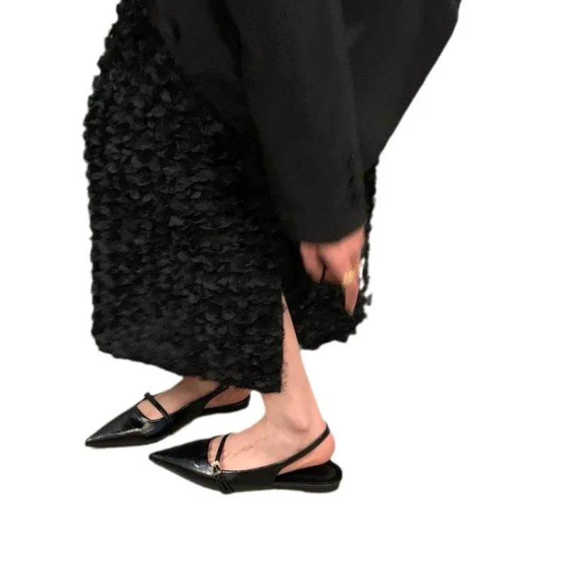 Flat Bottomed Baotou Sandals for Women 2043 New Summer Pointed Style Low Heel Casual Single Shoes Sandals Heels Women