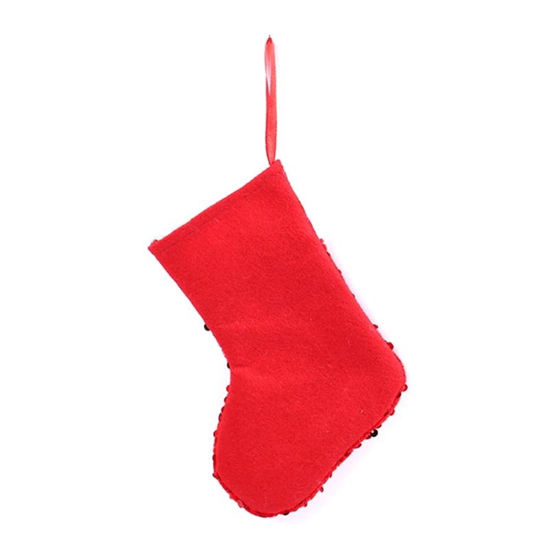 10Pcs Festival Gift Holders Fireplaces Decoration Sparkling Sequins Christmas Stockings with Plush White Rims Decors
