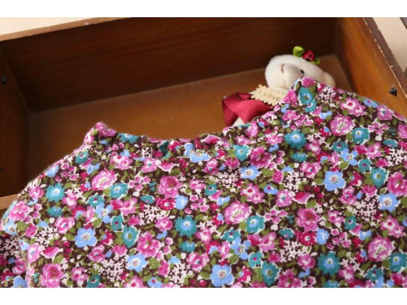 Mädchen Strickkleid mit dickem Blumenmuster - Fleecegefüttert für Frühling & Herbst