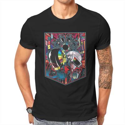 Daft Punk Electronic Music Band Duo Neon Helmet Tshirt Harajuku Gothic Men's Tshirts Tops Oversized Cotton O-neck T Shirt