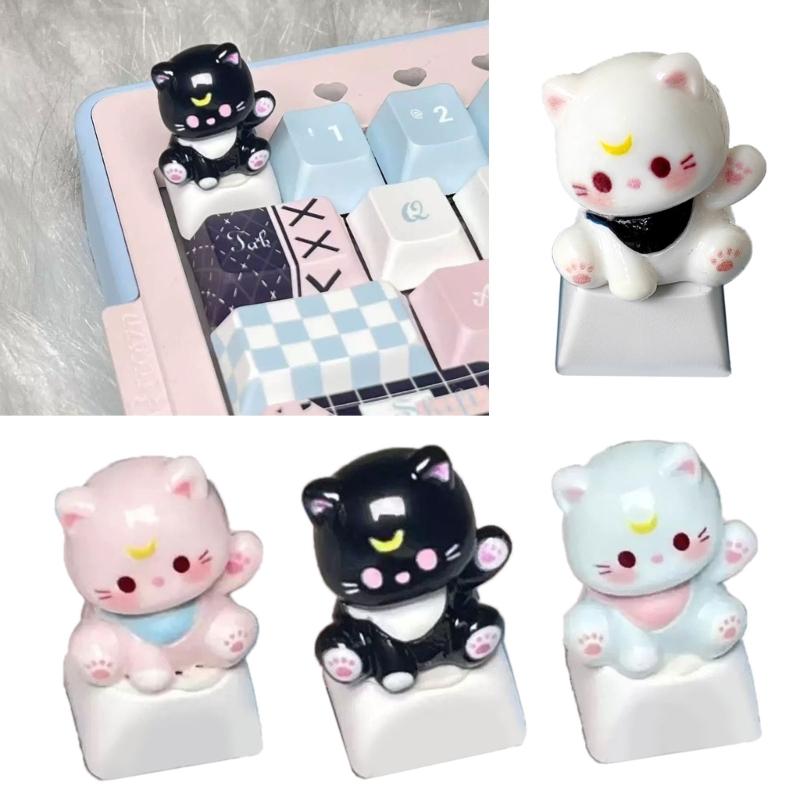 3D Mechanical Keyboards Creative Cartoon Cats Head Gamer Keyboards Keycaps for Office Decompression