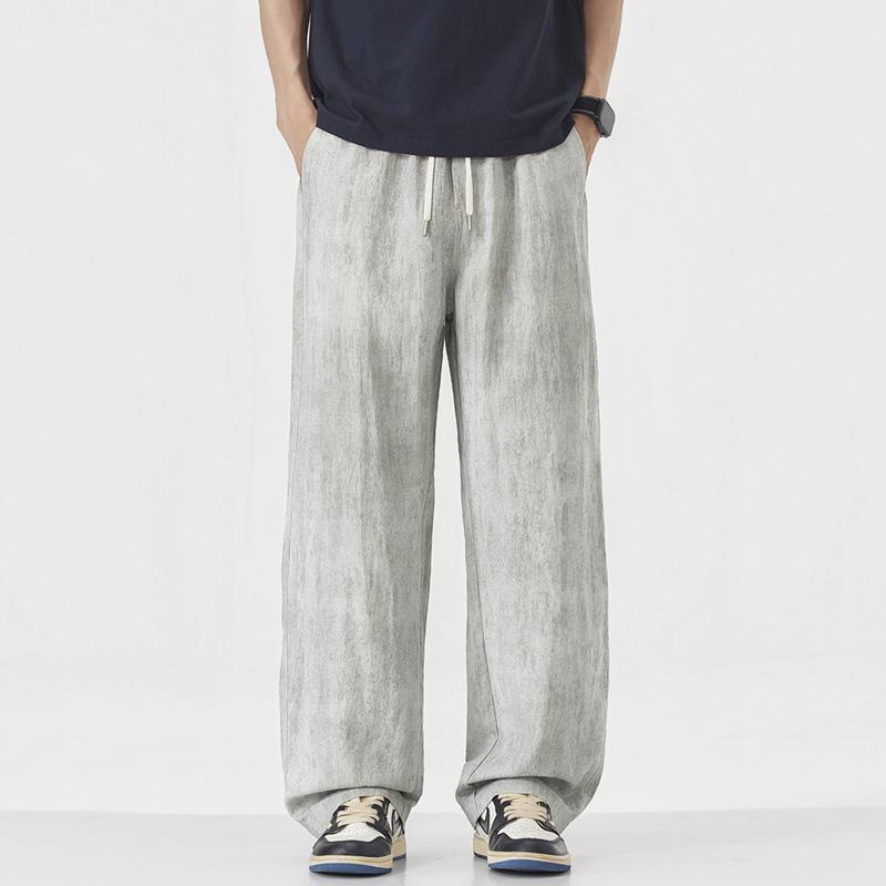 Summer thin breathable tie-dye casual pants men's versatile straight pants ice-feeling loose wide-leg pants wholesale