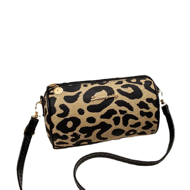 Leopard Print Cylinder Bag Women's Printed Shoulder Bag